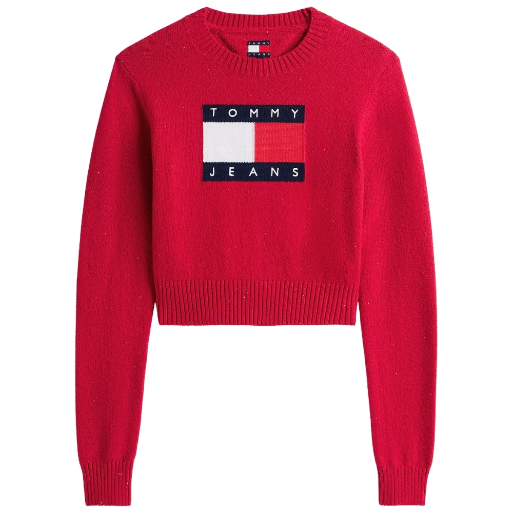 Pullover Tommy Jeans con paillettes e logo
