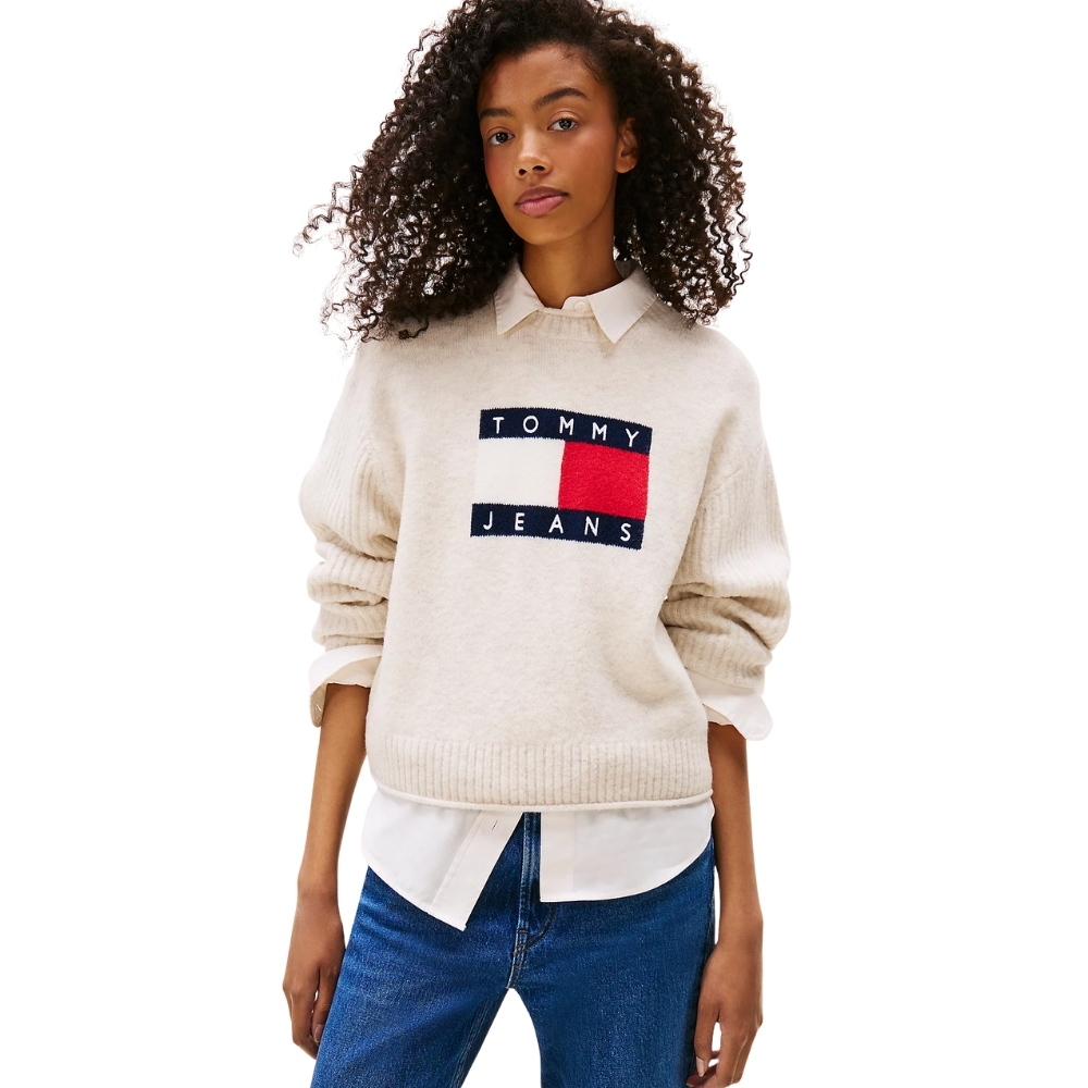 Pullover Tommy Jeans melange con logo