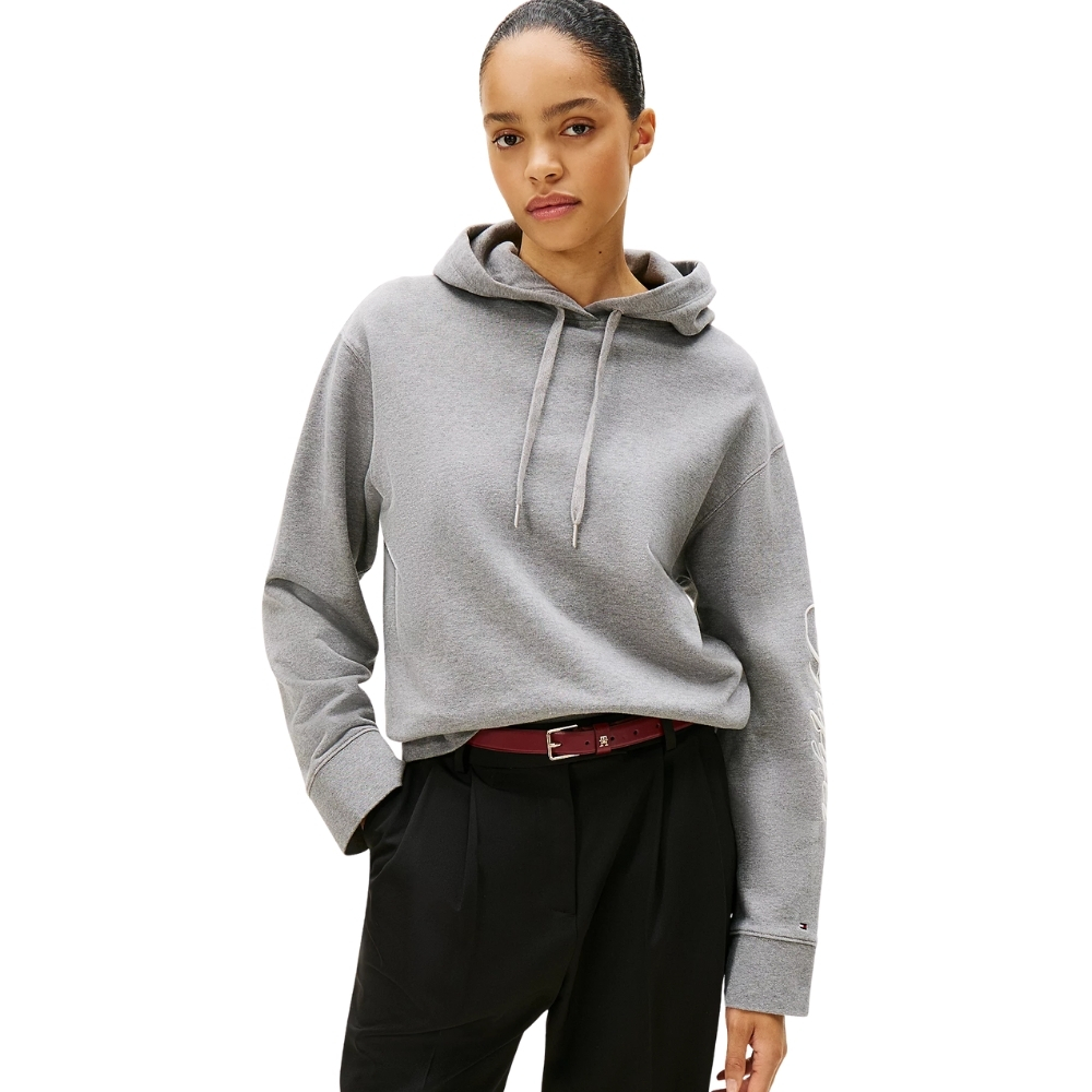 Felpa Tommy Hilfiger con cappuccio, lacci e logo ricamato