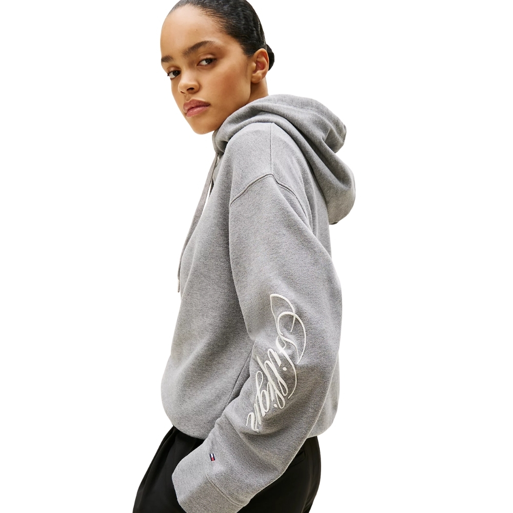 Felpa Tommy Hilfiger con cappuccio, lacci e logo ricamato