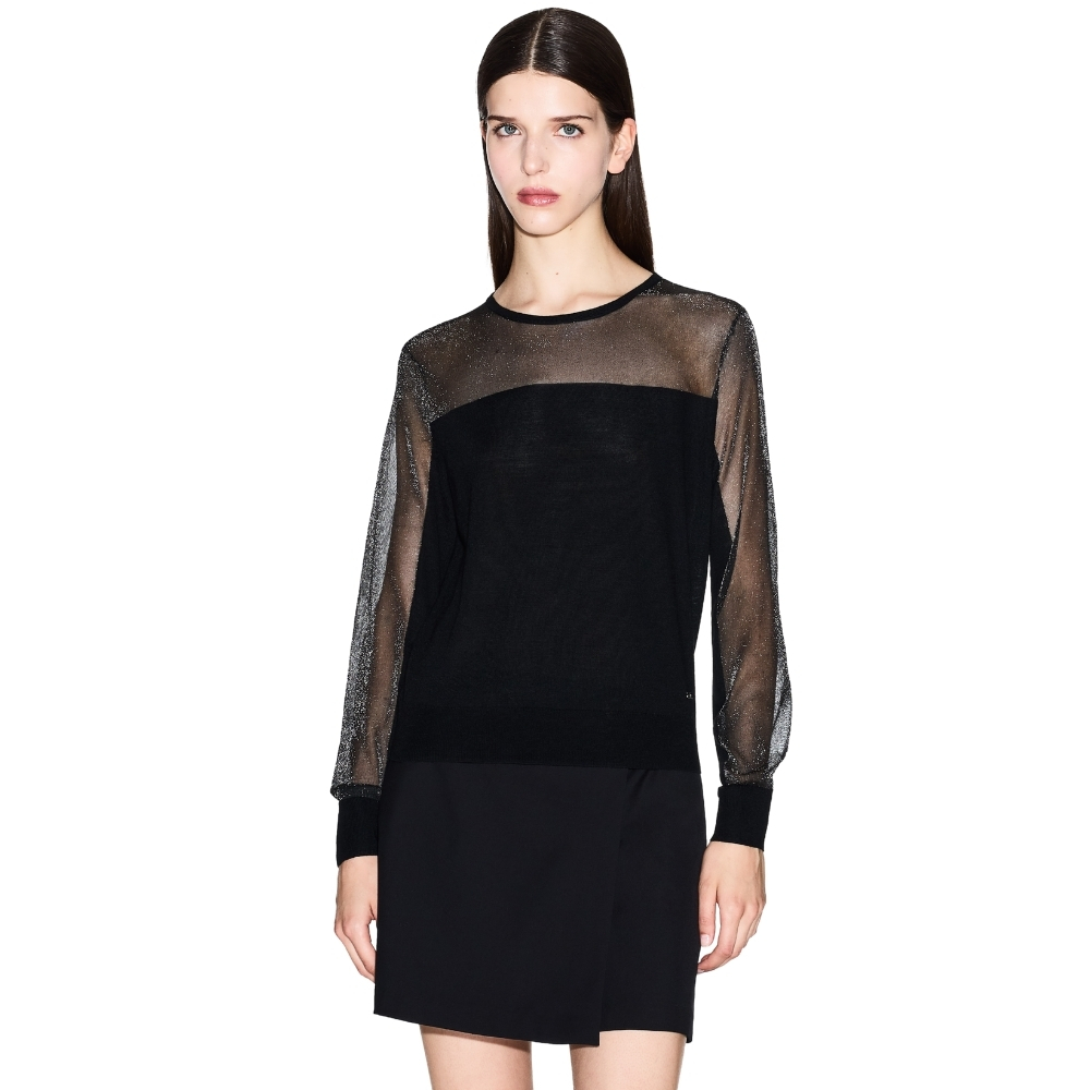 Pullover Armani Exchange con dettagli in tulle trasparente