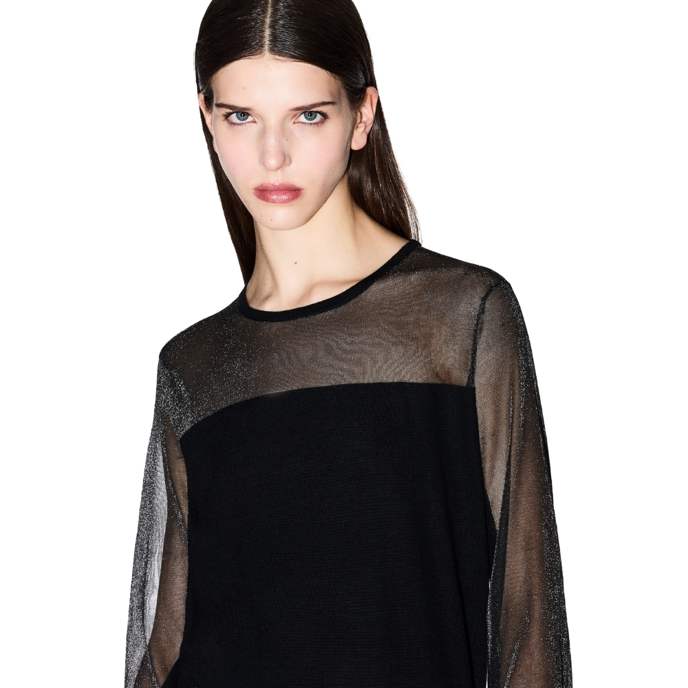 Pullover Armani Exchange con dettagli in tulle trasparente