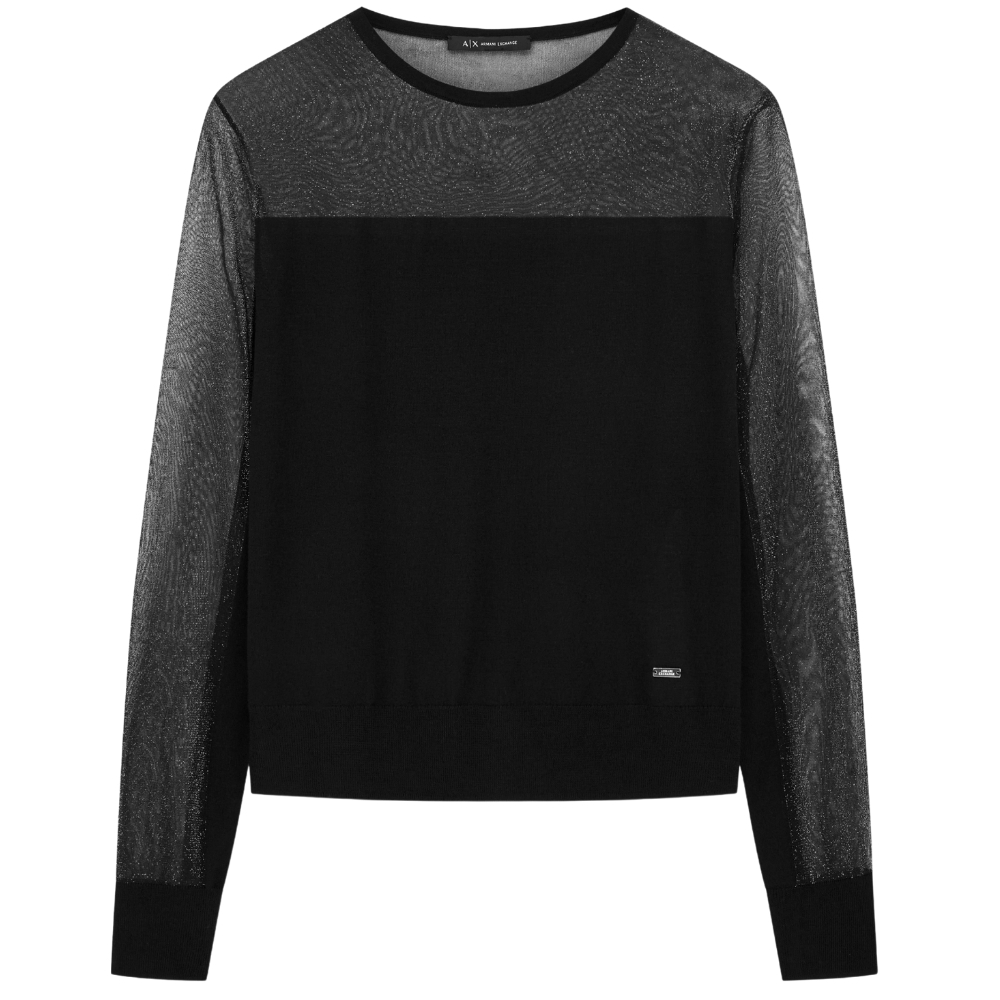 Pullover Armani Exchange con dettagli in tulle trasparente