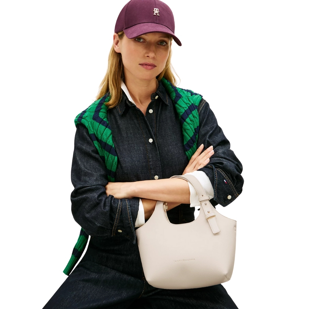 Borsa Tommy Hilfiger tote con logo metallizzato