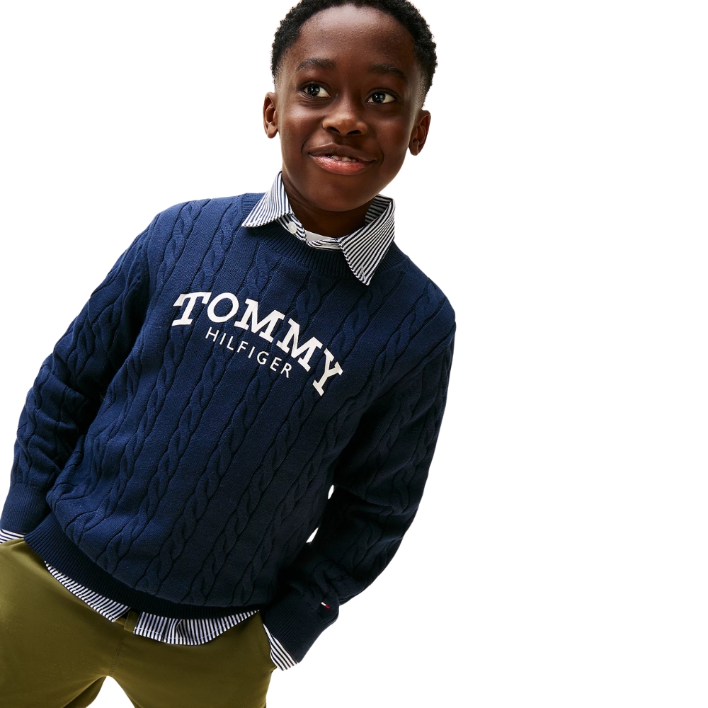 Pullover Tommy Hilfiger in maglia intrecciata con logo