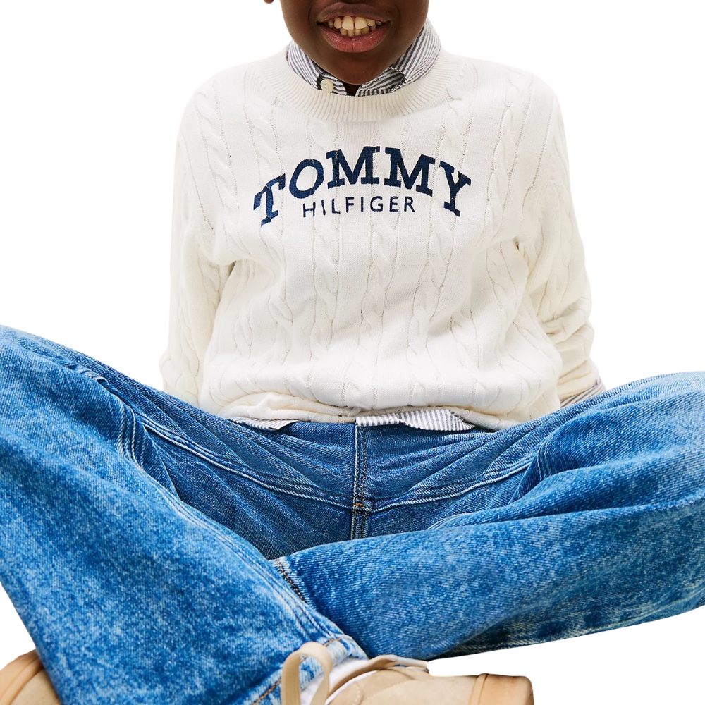 Pullover Tommy Hilfiger in maglia intrecciata con logo