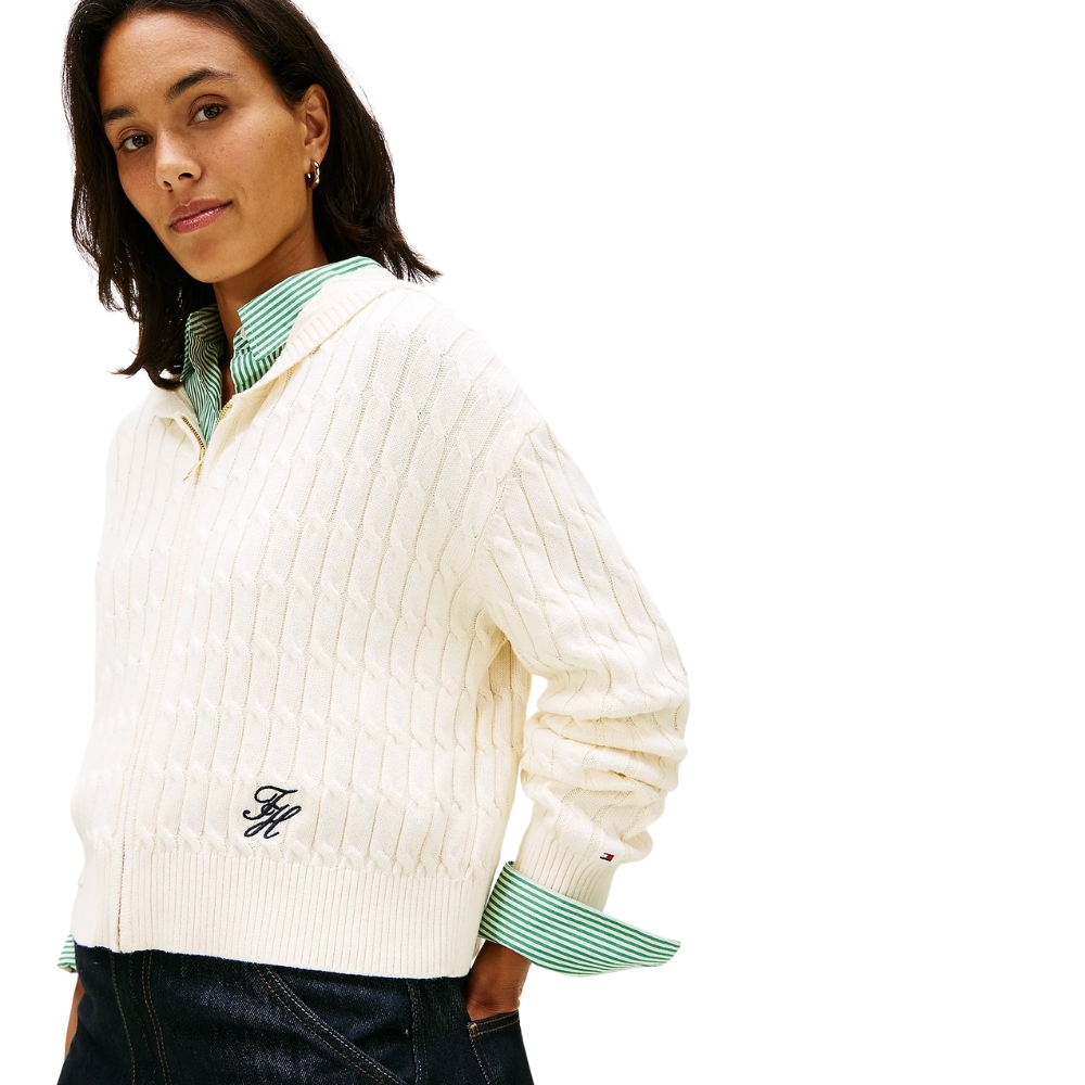 Pullover Tommy Hilfier in maglia con cappuccio e zip