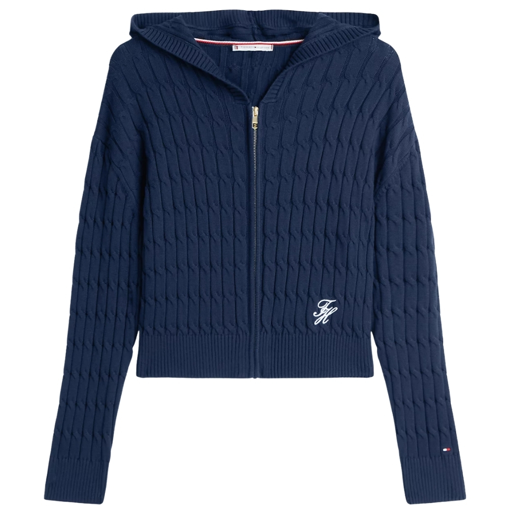 Pullover Tommy Hilfier in maglia con cappuccio e zip