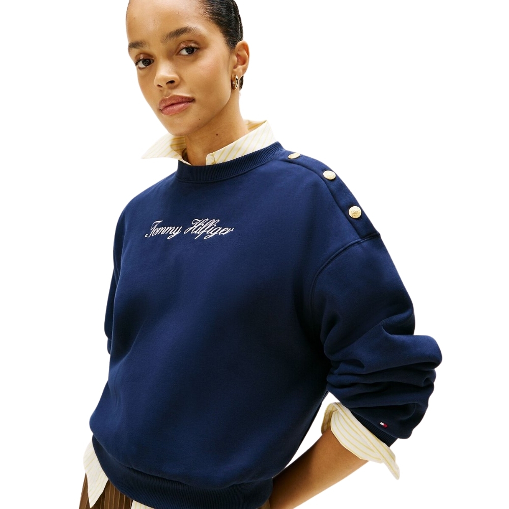Felpa Tommy Hilfiger con bottoni dorati