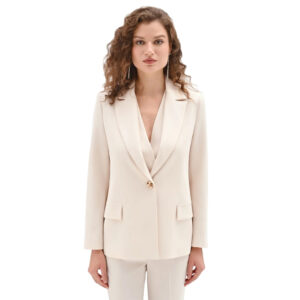 Giacca Rinascimento Bianca in tessuto fluido mano crepe e pizzo