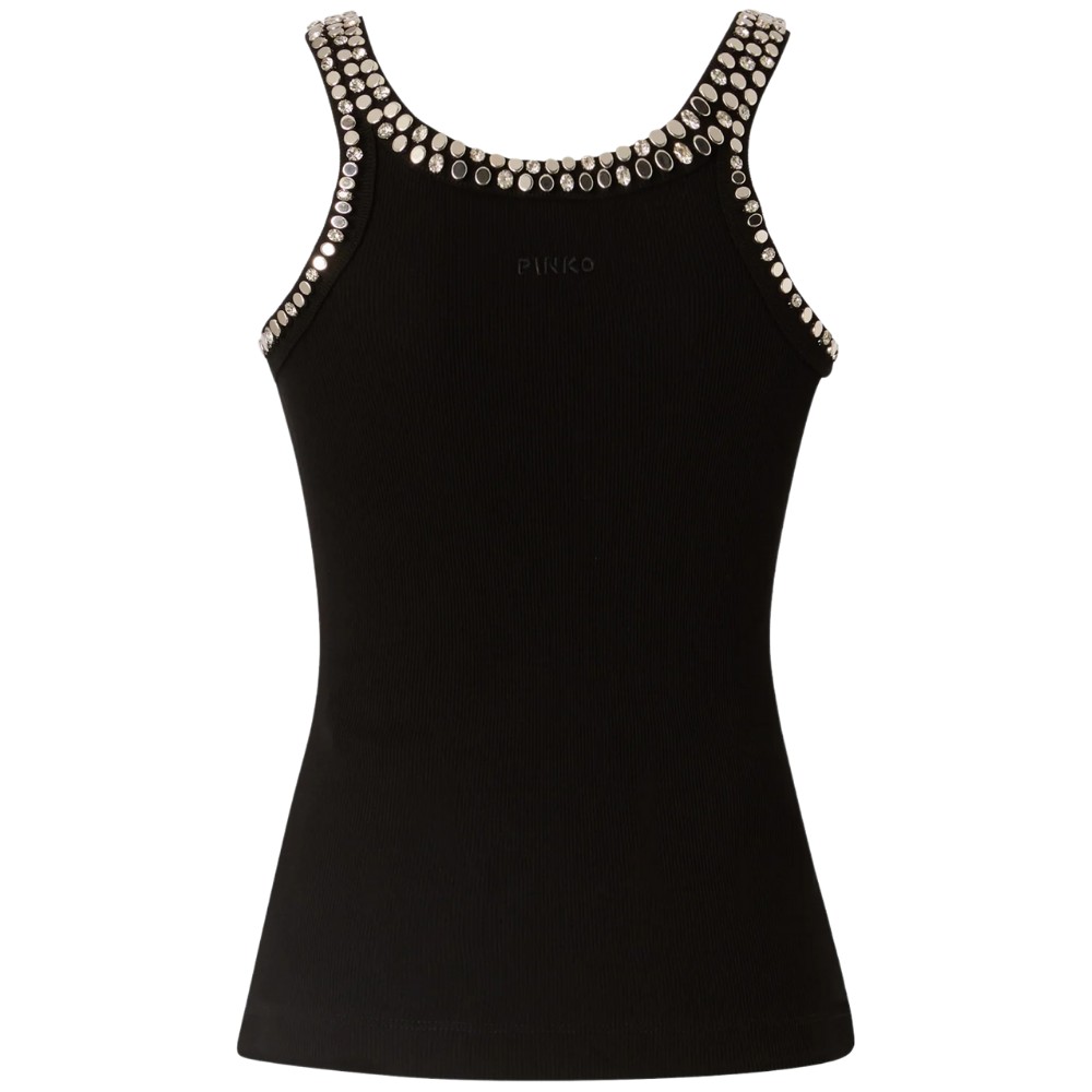 Top Pinko a costine con ricami gioiello - immagine 7