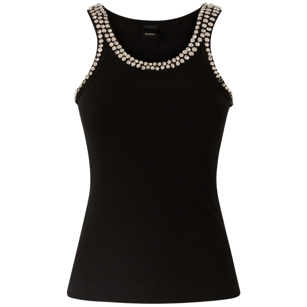 Top Pinko a costine con ricami gioiello - immagine 11