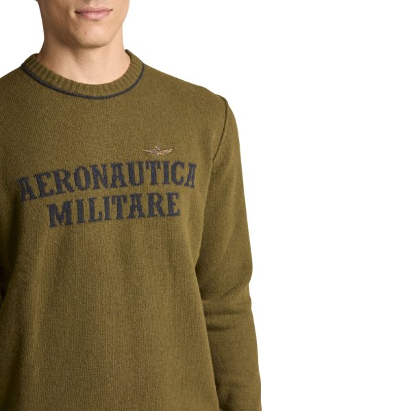 Maglione Aeronautica Militare in lana con logo jacquard
