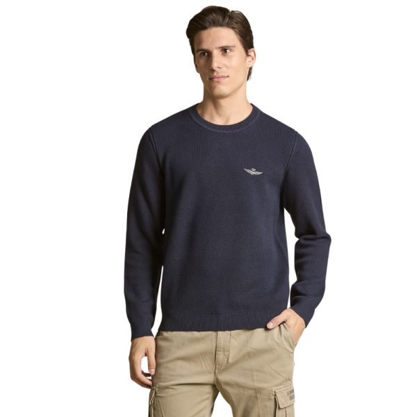 Maglione Aeronautica Militare girocollo misto lana punto riso