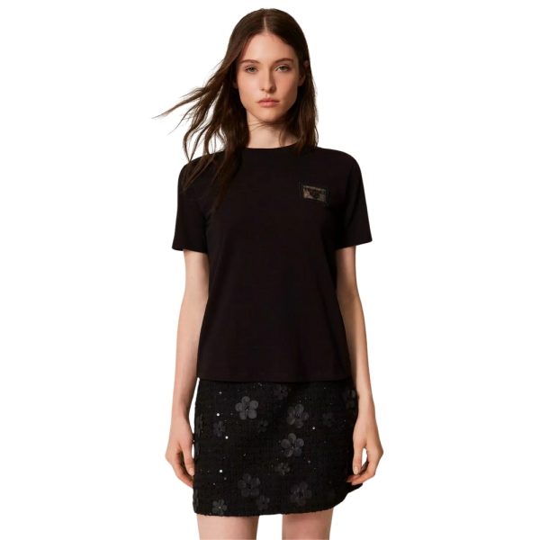 T-Shirt Twinset con rigamo e logo