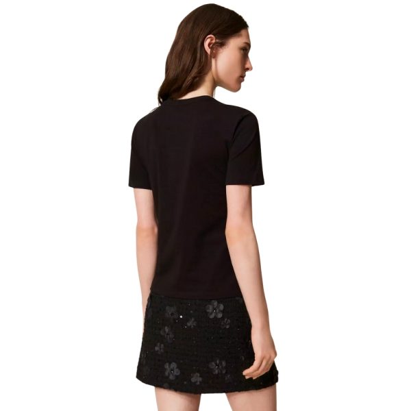 T-Shirt Twinset con rigamo e logo