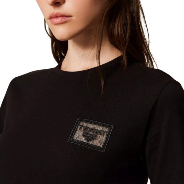T-Shirt Twinset con rigamo e logo
