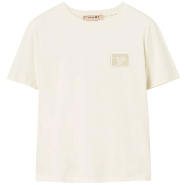 T-Shirt Twinset con rigamo e logo