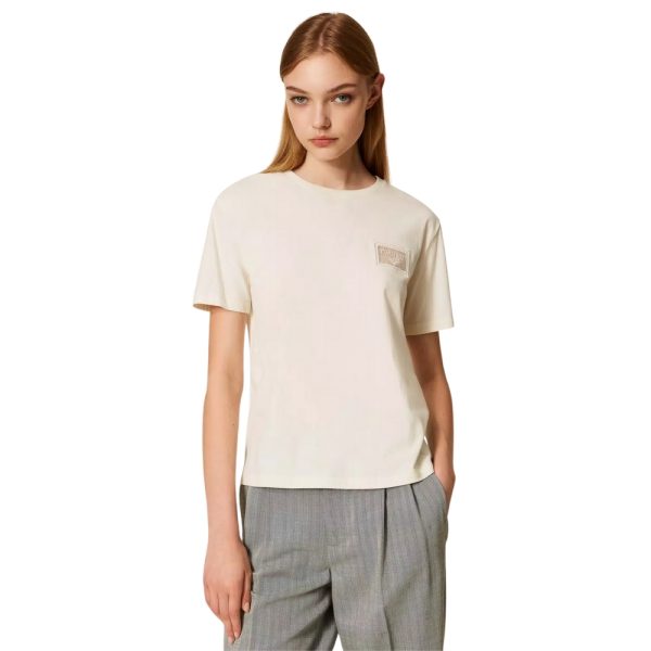 T-Shirt Twinset con rigamo e logo