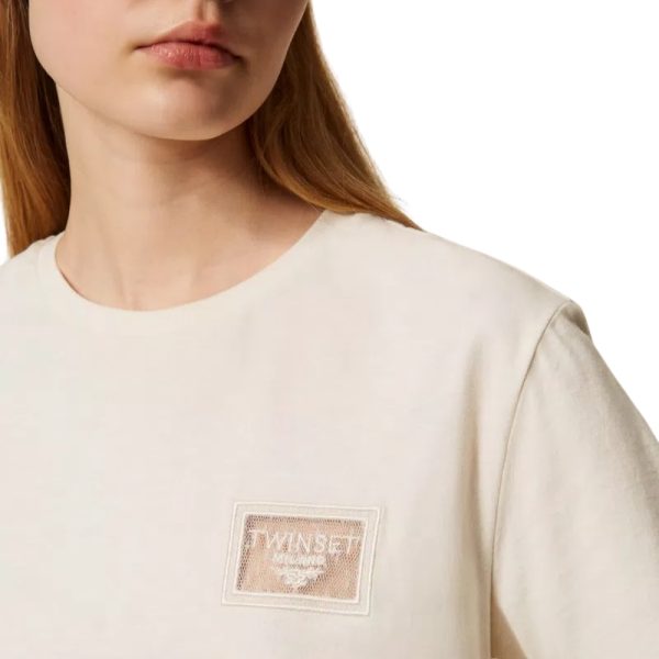 T-Shirt Twinset con rigamo e logo
