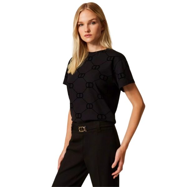 T-Shirt Twinset con stampa flock Oval T