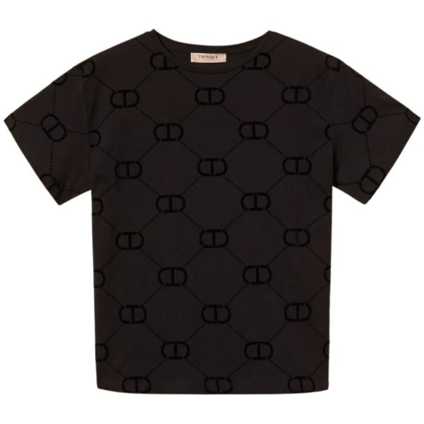 T-Shirt Twinset con stampa flock Oval T