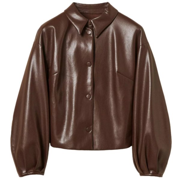 Giacca Twinset effetto pelle con colletto a camicia