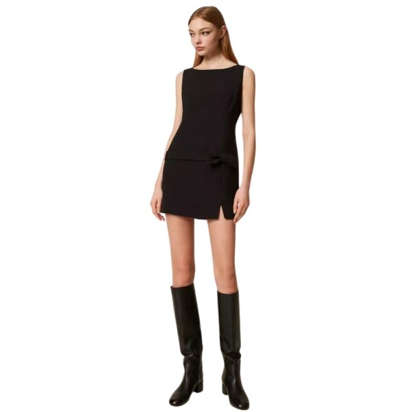 Abito Twinset corto in crêpe cady con fiocco
