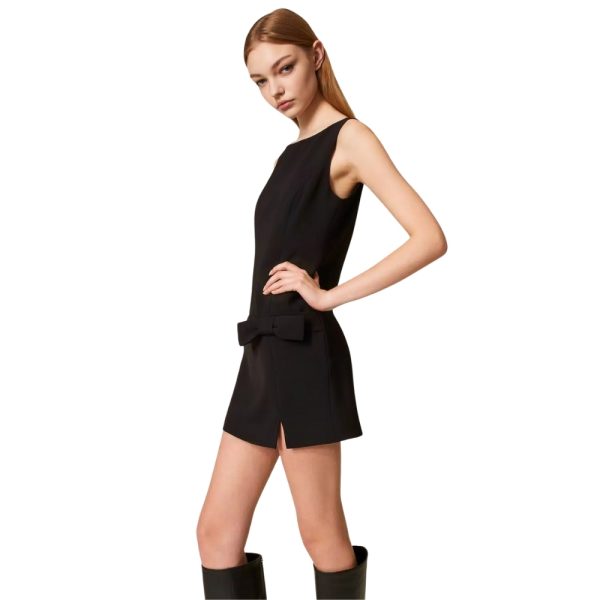 Abito Twinset corto in crêpe cady con fiocco