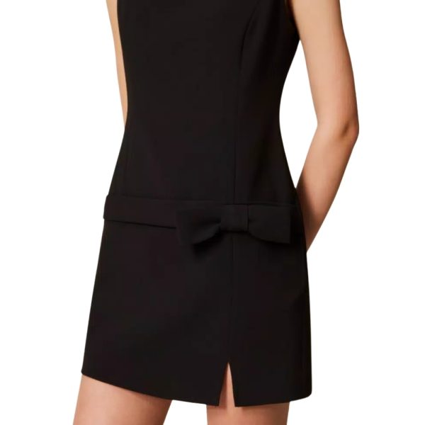Abito Twinset corto in crêpe cady con fiocco