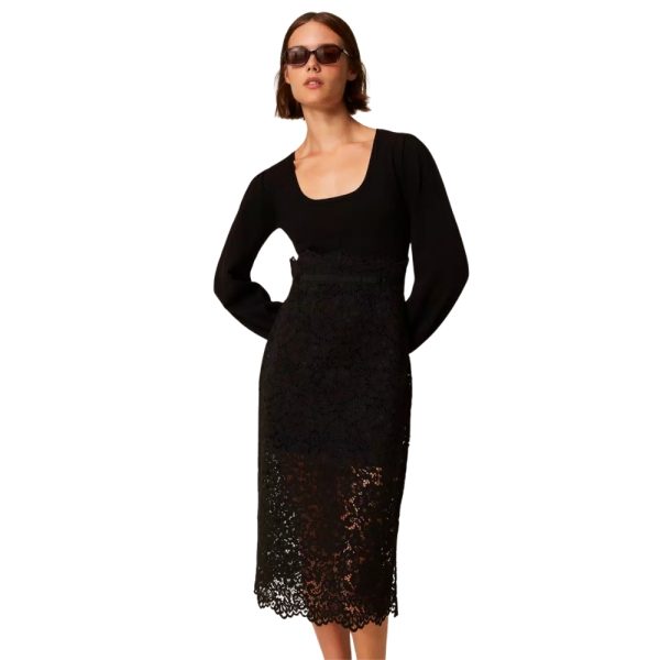Abito Twinset in maglia e pizzo