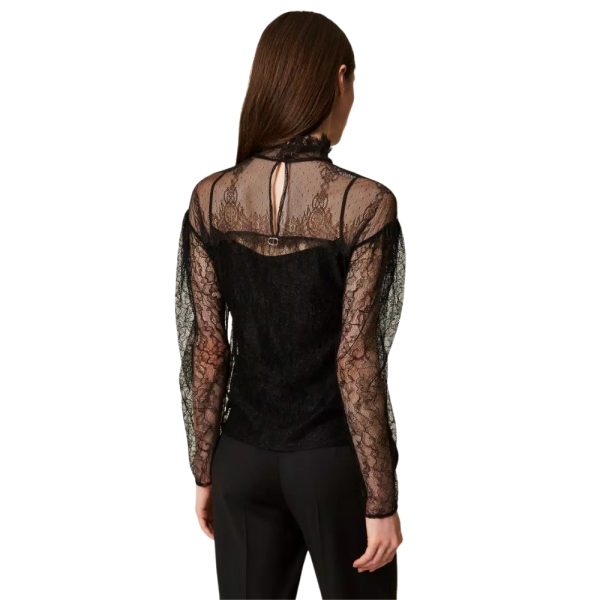 Blusa Twinset in pizzo con volant
