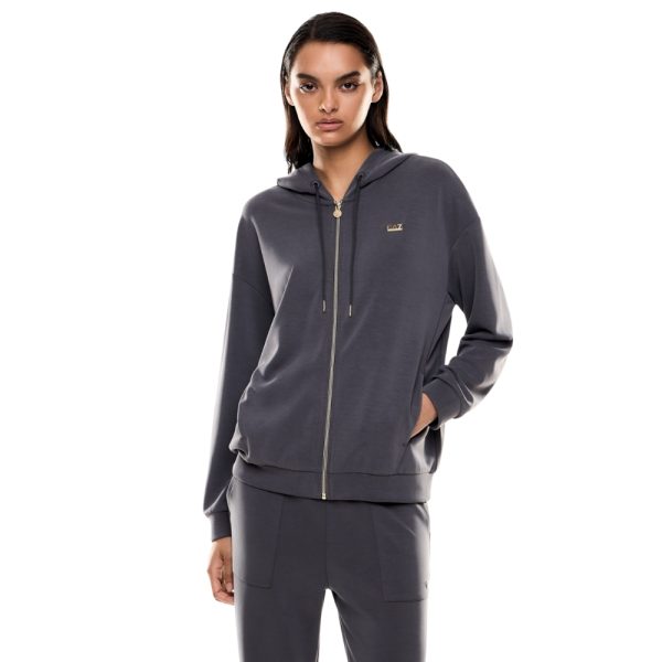 Felpa EA7 con cappuccio in misto modal stretch