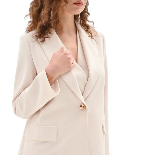 Giacca Rinascimento Bianca in tessuto fluido mano crepe e pizzo