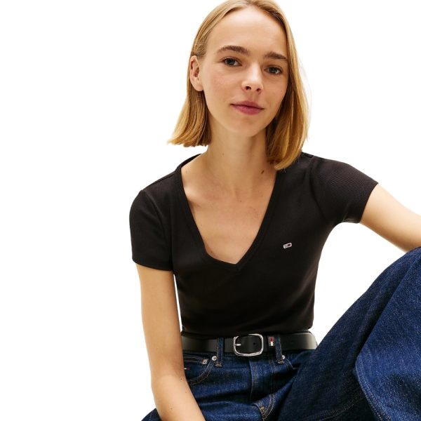 T-Shirt Tommy Jeans Essential slim fit con scollatura a V
