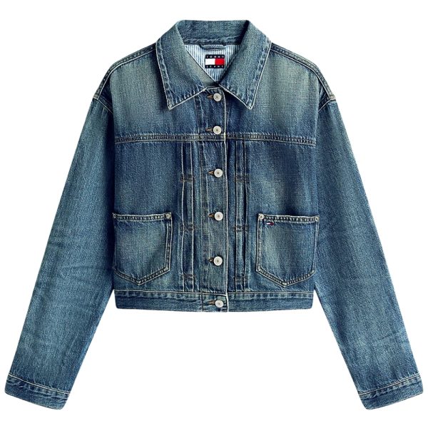 Giacca Tommy Jeans relaxed fit in denim leggero con logo