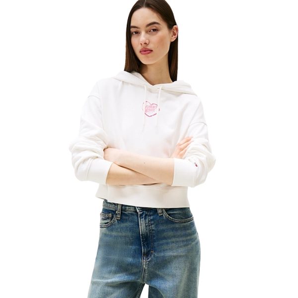 Felpa Tommy Jeans crop relaxed fit con grafica