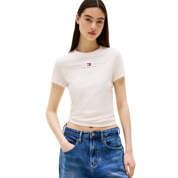 T-shirt Tommy Jeans slim fit con logo lineare