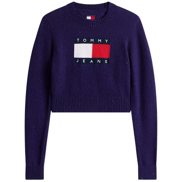 Pullover Tommy Jeans con paillettes e logo