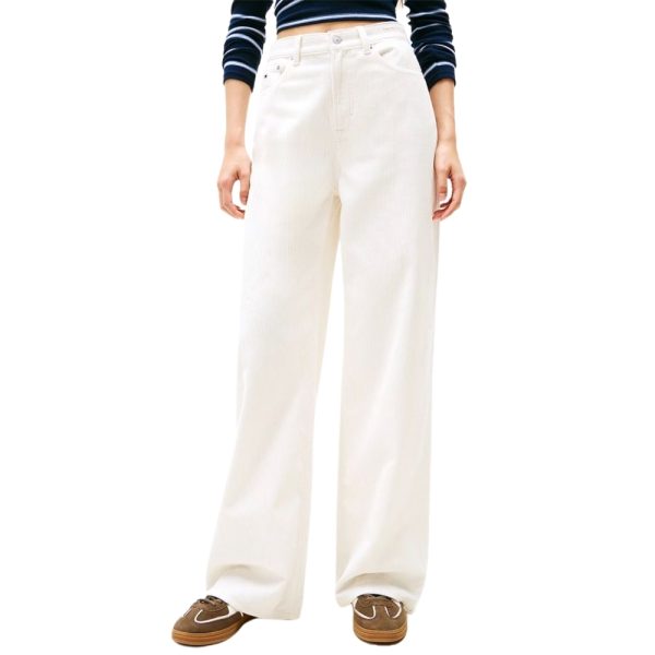 Pantaloni Tommy Jeans larghi a coste con vita alta