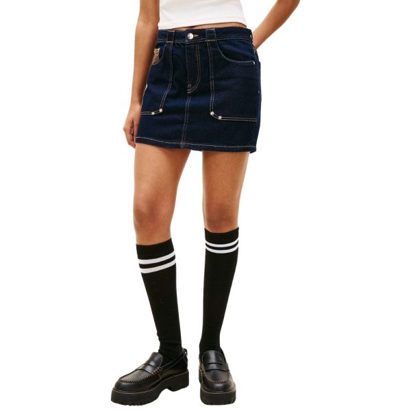 Minigonna Tommy Jeans straight fit in denim con bandierina