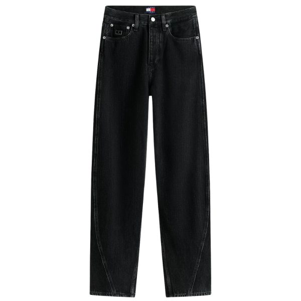 Jeans Tommy Jeans barrel fit a vita media neri