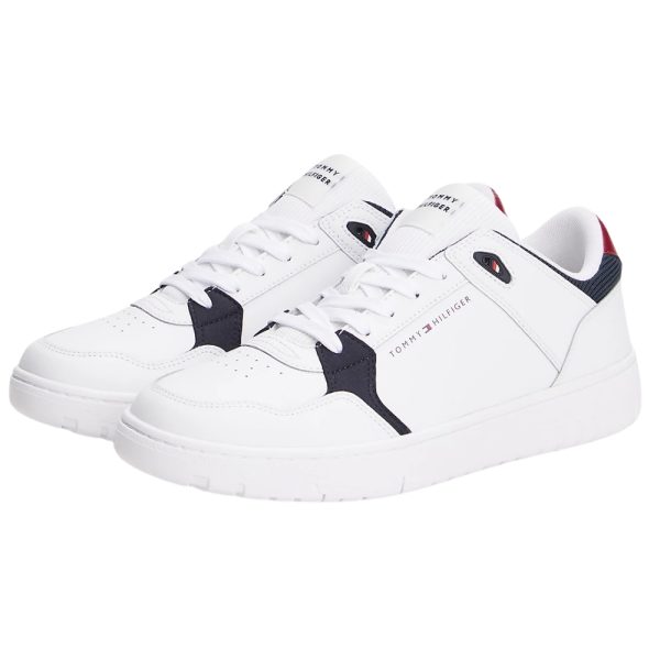 Sneakers Tommy Hilfiger stile basket con mix di texture e pelle