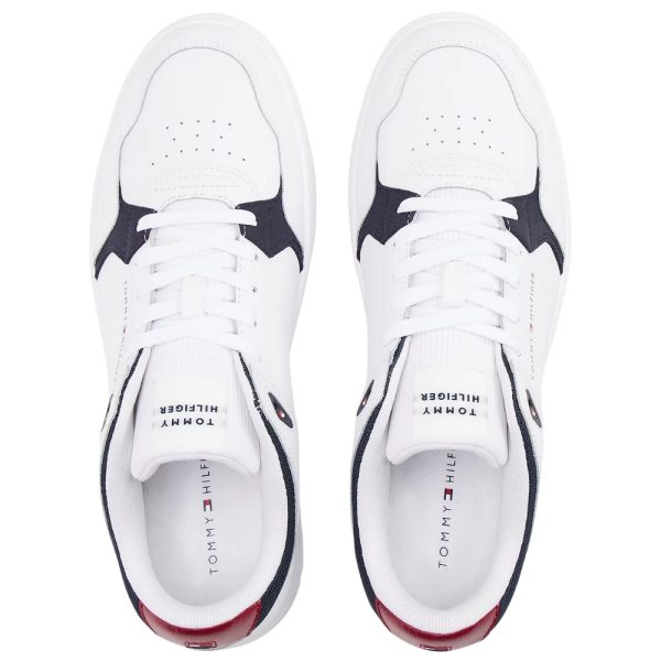 Sneakers Tommy Hilfiger stile basket con mix di texture e pelle