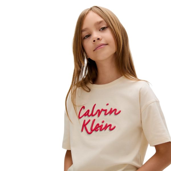 T-Shirt Calvin Klein junior con logo taglio squadrato