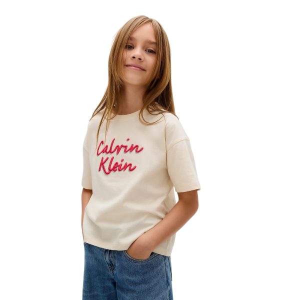 T-Shirt Calvin Klein junior con logo taglio squadrato