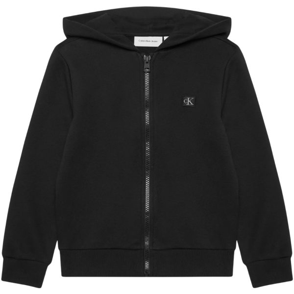 Felpa Calvin Klein junior con cappuccio e zip integrale taglio relaxed