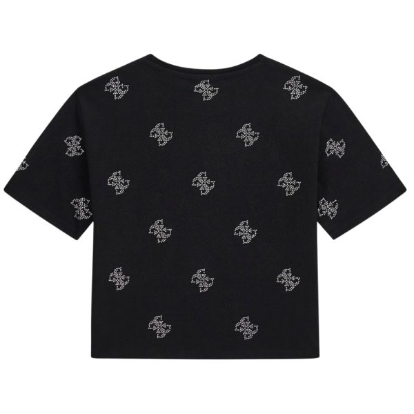 T-shirt Guess kids cropped logo strass