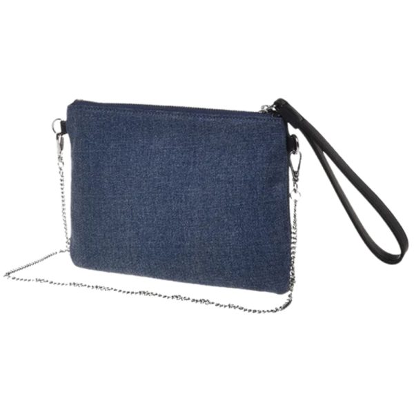 Pochette Love Moschino a tracolla denim logo