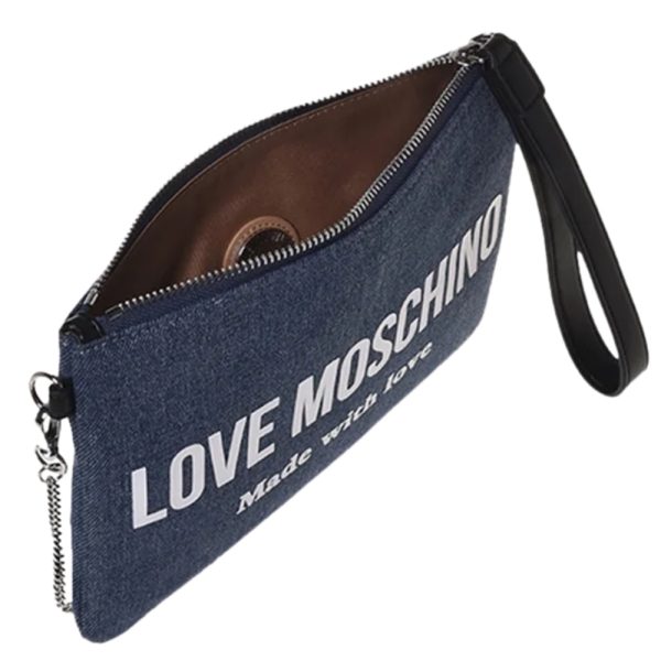 Pochette Love Moschino a tracolla denim logo